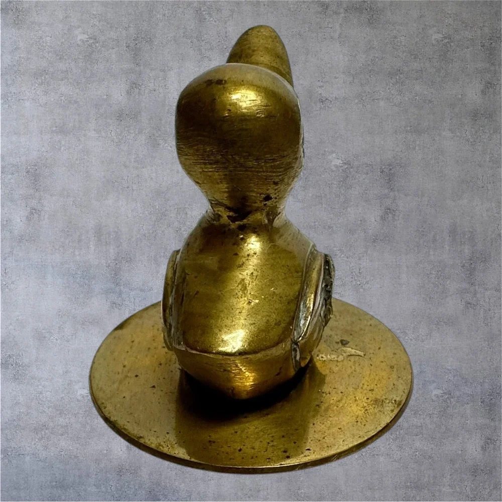 Brass Duck Figurine Small Gold Tone/Patina Vintage India MCM Decor‎
